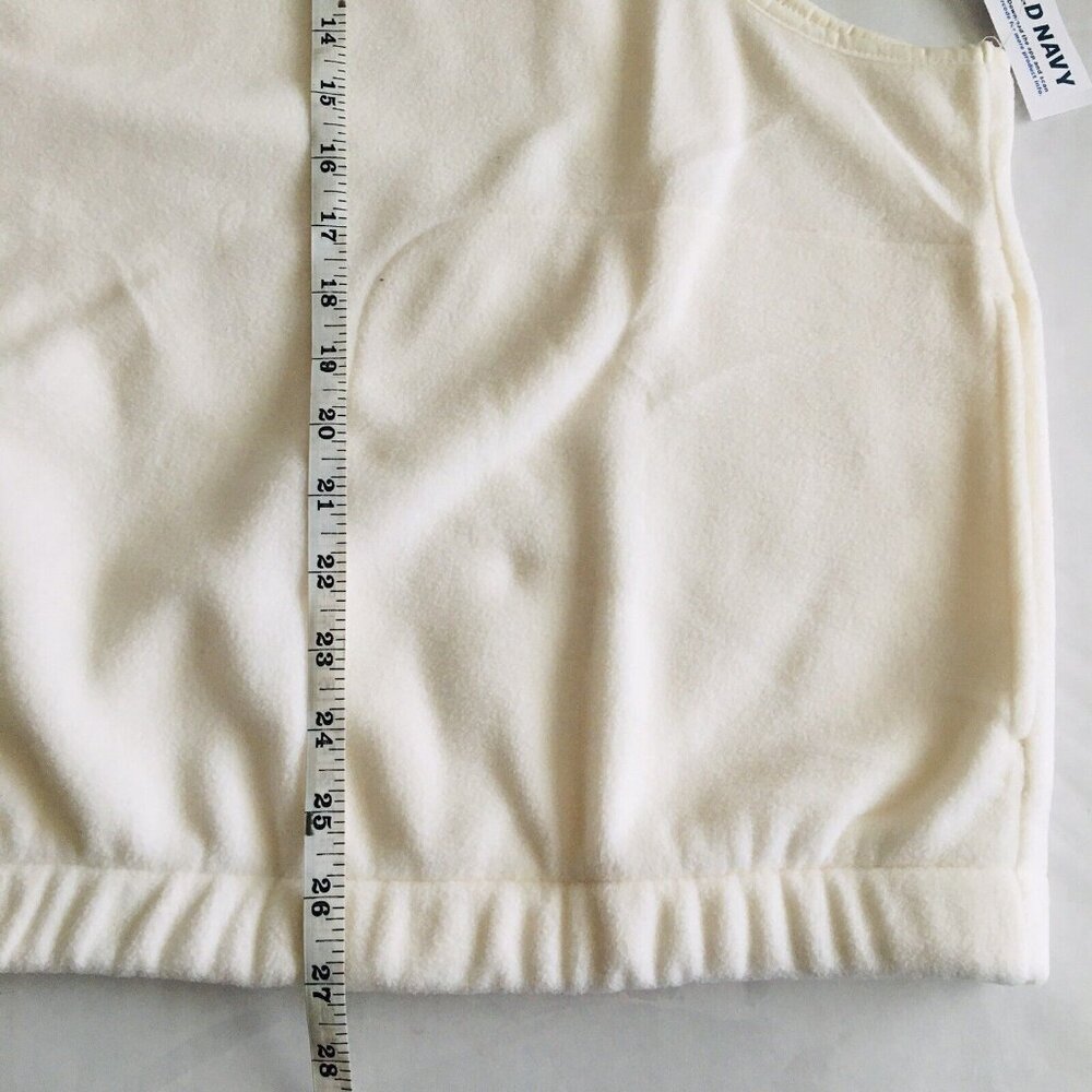 Old Navy Women's Full Zip Fleece Vest Pockets Elastic Waist Size 4X Ivory - Picture 3 of 4